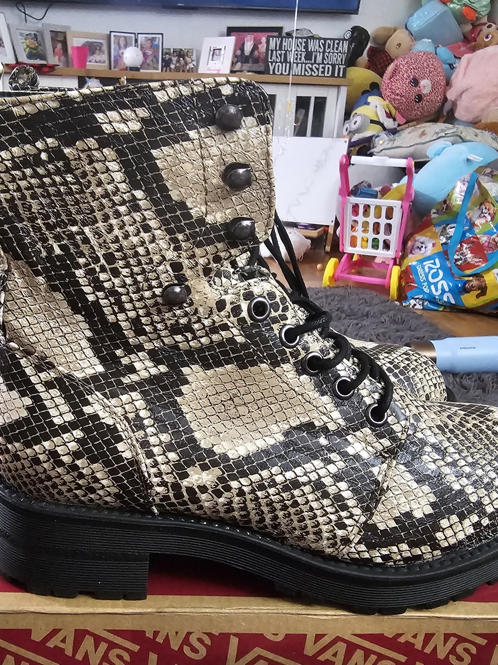 MIA Snake-Print Combat Boots - Black & Gold